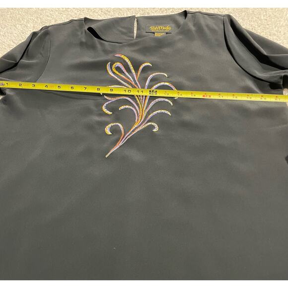 Bob Mackie Women's M Long Sleeve Top Printed Pull On Skirt 2 Pc Set Outfit Black - Picture 7 of 13